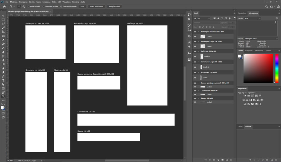 PSD Formati più utilizzati di Google Ads